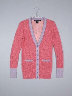 Marc by Marc Jacobs Silk and Cashmere Blend Colour Blocked Cardigan - Size XS